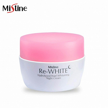 Ночной отбеливающий крем для лица Mistine "Re-white Hydrolyzed Pearl"с жемчугом и коллагеном 30 мл.