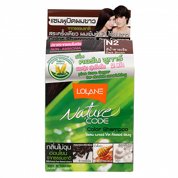 Оттеночный без аммиачный шампунь Lolane Nature "Code" с жемчугом №2 Dark brown (тёмный шатен).