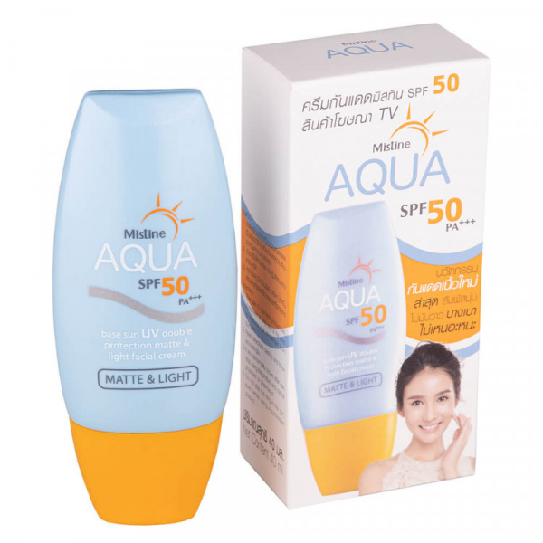 Водостойкий солнцезащитный крем для лица Mistine "Aqua" SPF 50 pa+++ 40 мл.