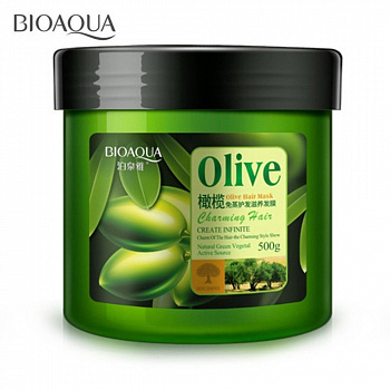 Маска BioAqua "Olive" с маслом оливы для питания и восcтановления повреждённых волос 500 мл.