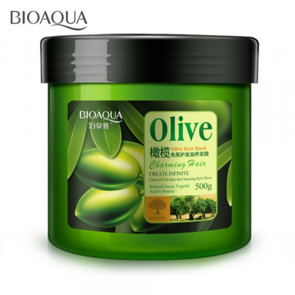 Маска BioAqua "Olive" с маслом оливы для питания и восcтановления повреждённых волос 500 мл.