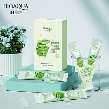 Ночная глубоко увлажняющая маска для лица Bioaqua с алоэ вера в саше 20 шт по 4 мл.